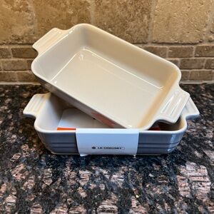 NWT Le Creuset Stoneware Rectangular Baker Set - Gray
